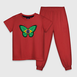 Пижама хлопковая детская Бразилия бабочка, цвет: красный