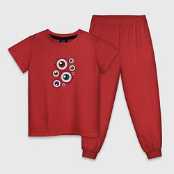 Пижама хлопковая детская Жуткие глазные яблоки, цвет: красный