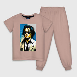 Пижама хлопковая детская Johnny Depp -celebrity, цвет: пыльно-розовый