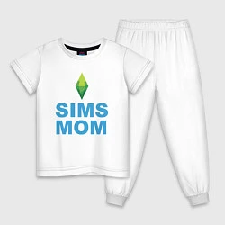 Пижама хлопковая детская Мама сима, цвет: белый