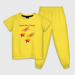 Пижама хлопковая детская Racing like a fireball, цвет: желтый