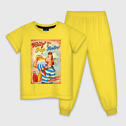 Пижама хлопковая детская Пацан рекламирует лимонад - ретро, цвет: желтый
