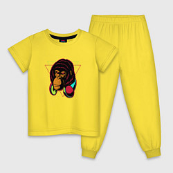 Пижама хлопковая детская Крутая горилла с наушниками, цвет: желтый