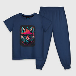 Пижама хлопковая детская Playful fox, цвет: тёмно-синий
