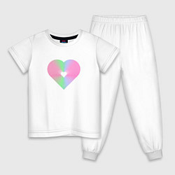 Пижама хлопковая детская Сердечко из линий, цвет: белый