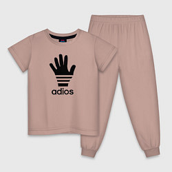 Пижама хлопковая детская Adios, цвет: пыльно-розовый