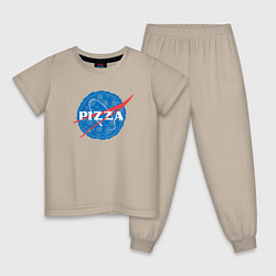 Пижама хлопковая детская Pizza, цвет: миндальный