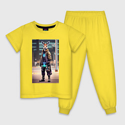 Пижама хлопковая детская Кенга на своём районе - Бронкс - Нью-Йорк, цвет: желтый