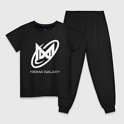 Пижама хлопковая детская Nigma Galaxy logo, цвет: черный