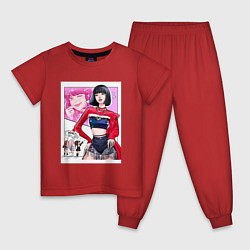 Пижама хлопковая детская Blackpink Lisa, цвет: красный