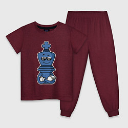 Пижама хлопковая детская Шахматный король InChess, цвет: меланж-бордовый
