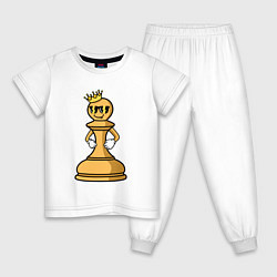 Пижама хлопковая детская Шахматная пешка InChess, цвет: белый