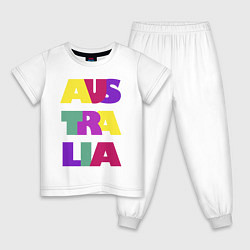 Пижама хлопковая детская Австралия - буквы - цвет, цвет: белый