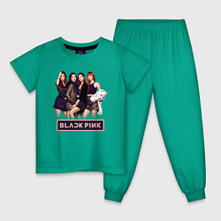 Пижама хлопковая детская Rose Blackpink kpop, цвет: зеленый
