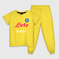 Пижама хлопковая детская ФК Наполи форма домашняя, цвет: желтый