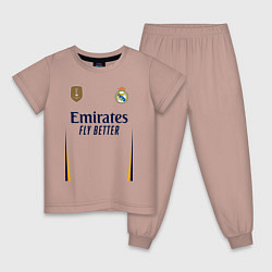 Пижама хлопковая детская Реал Мадрид форма 2324 домашняя, цвет: пыльно-розовый
