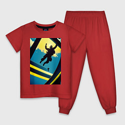 Пижама хлопковая детская Два парашютиста, цвет: красный