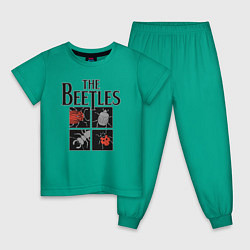 Пижама хлопковая детская Beetles, цвет: зеленый
