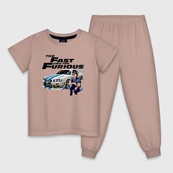 Пижама хлопковая детская Брайан ОКоннер Nissan Skyline R34, цвет: пыльно-розовый