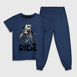 Пижама хлопковая детская Raccoon ride, цвет: тёмно-синий
