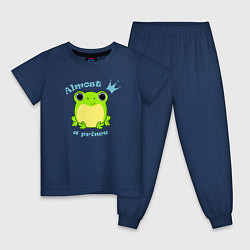 Пижама хлопковая детская Почти принц лягушка, цвет: тёмно-синий