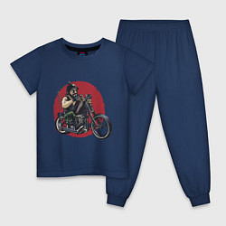 Пижама хлопковая детская Biker red sun, цвет: тёмно-синий