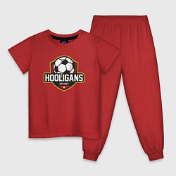 Пижама хлопковая детская Футбольный хулиганский дух, цвет: красный