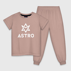 Пижама хлопковая детская Astro logo, цвет: пыльно-розовый