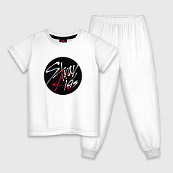 Пижама хлопковая детская Stray Kids logo, цвет: белый