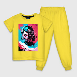 Пижама хлопковая детская Взгляд ведьмы - нейросеть - поп арт, цвет: желтый