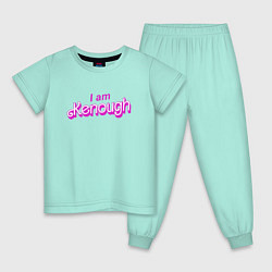 Пижама хлопковая детская I am kenough barbie, цвет: мятный