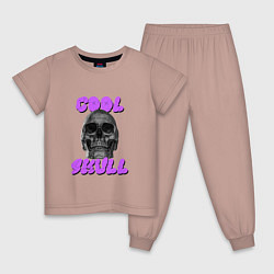 Пижама хлопковая детская Cool Skull, цвет: пыльно-розовый