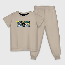 Пижама хлопковая детская Комикс Южный парк арт, цвет: миндальный