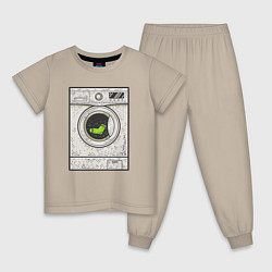 Пижама хлопковая детская Стиральная машина, цвет: миндальный