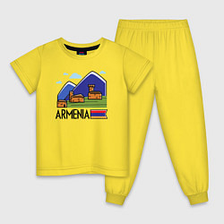 Пижама хлопковая детская Горная Армения, цвет: желтый