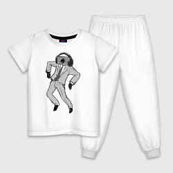 Пижама хлопковая детская Camera man, цвет: белый