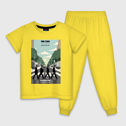 Пижама хлопковая детская Skibidi toilet Beatles cameramen, цвет: желтый