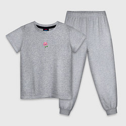 Пижама хлопковая детская Нежный акварельный розовый цветок шиповника, цвет: меланж