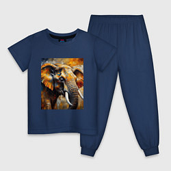 Пижама хлопковая детская Большой слон, цвет: тёмно-синий