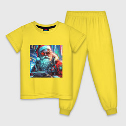 Пижама хлопковая детская Стильный Санта-клаус в стиле киберпанк, цвет: желтый