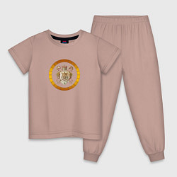 Пижама хлопковая детская Герб с короной и волками, цвет: пыльно-розовый