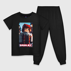 Пижама хлопковая детская Roblox game man, цвет: черный