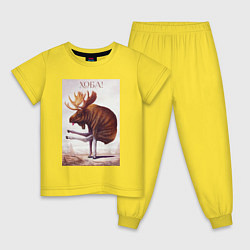 Пижама хлопковая детская Лось хоба, цвет: желтый