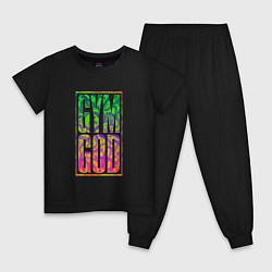 Пижама хлопковая детская Gym god, цвет: черный