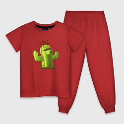 Пижама хлопковая детская PvZ Кактус, цвет: красный