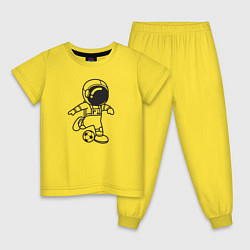 Пижама хлопковая детская Космонавт с футбольным мячом, цвет: желтый