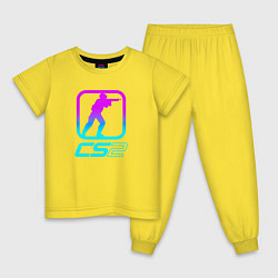 Пижама хлопковая детская КС 2 неоновый, цвет: желтый
