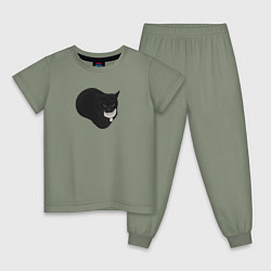 Пижама хлопковая детская Maxwell cat, цвет: авокадо