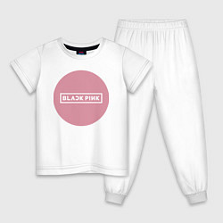 Пижама хлопковая детская Black pink - emblem - group, цвет: белый