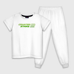 Пижама хлопковая детская Counter strike 2 green logo, цвет: белый